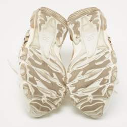 Pre Owned Valentino White Leather VLTN Lace Up Sneakers Size 38