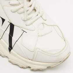 Pre Owned Valentino White Leather VLTN Lace Up Sneakers Size 38