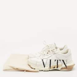 Pre Owned Valentino White Leather VLTN Lace Up Sneakers Size 38
