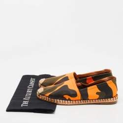 Pre Owned Valentino Tricolor Camo Print Canvas Espadrille Flats Size 37