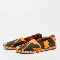 Pre Owned Valentino Tricolor Camo Print Canvas Espadrille Flats Size 37