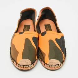 Pre Owned Valentino Tricolor Camo Print Canvas Espadrille Flats Size 37