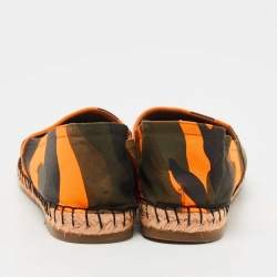 Pre Owned Valentino Tricolor Camo Print Canvas Espadrille Flats Size 37