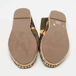 Pre Owned Valentino Tricolor Camo Print Canvas Espadrille Flats Size 37