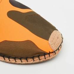 Pre Owned Valentino Tricolor Camo Print Canvas Espadrille Flats Size 37