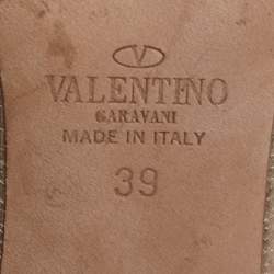 Pre Owned Valentino Metallic Pink Leather Rockstud Ankle Strap Pumps Size 39