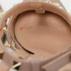 Pre Owned Valentino Metallic Pink Leather Rockstud Ankle Strap Pumps Size 39