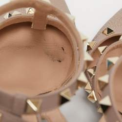 Pre Owned Valentino Metallic Pink Leather Rockstud Ankle Strap Pumps Size 39