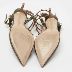 Pre Owned Valentino Green Leather Rockstud Pumps Size 39
