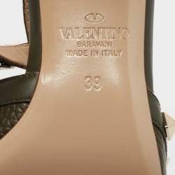 Pre Owned Valentino Green Leather Rockstud Pumps Size 39