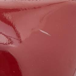 Pre Owned Valentino Red Patent Leather Rockstud Heel Peep Toe Pumps Size 38.5