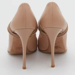 Pre Owned Valentino Beige Leather Rockstud Tie Up Pointed Toe Pumps Size 38