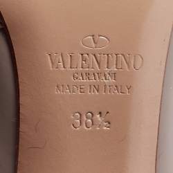 Pre Owned Valentino Grey Patent Leather Rockstud Sandals Size 38.5