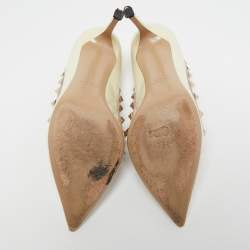 Pre Owned Valentino Cream Patent Leather Rockstud Pumps Size 38