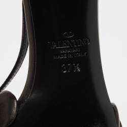 Pre Owned Valentino Black Leather 03 Rose Edition Atelier Slingback Pumps Size 37.5