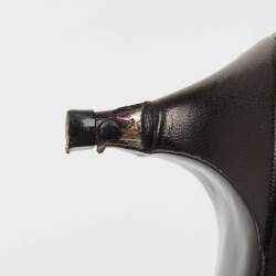 Pre Owned Valentino Black Leather 03 Rose Edition Atelier Slingback Pumps Size 37.5