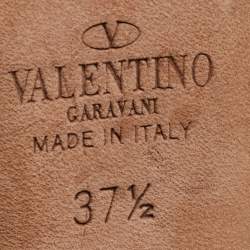 Pre Owned Valentino Metallic Pink Leather Rockstud Ankle Strap Pumps Size 37.5