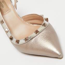 Pre Owned Valentino Metallic Bronze Leather Rockstud Pumps Size 38