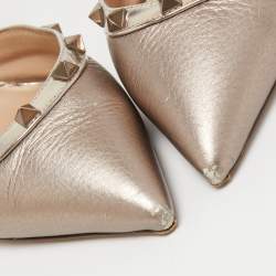 Pre Owned Valentino Metallic Bronze Leather Rockstud Pumps Size 38