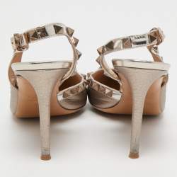 Pre Owned Valentino Metallic Bronze Leather Rockstud Pumps Size 38