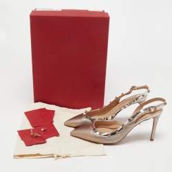Pre Owned Valentino Metallic Bronze Leather Rockstud Pumps Size 38