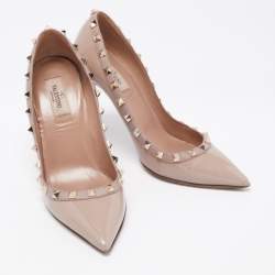 Valentino Biege Patent Leather Rockstud Pumps Size 38.5