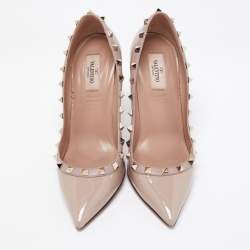 Valentino Biege Patent Leather Rockstud Pumps Size 38.5