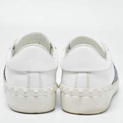 Pre Owned Valentino White Leather and Python Low Top Sneakers Size 40