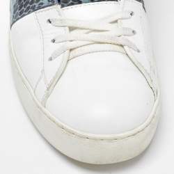 Pre Owned Valentino White Leather and Python Low Top Sneakers Size 40