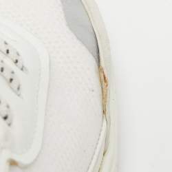 Pre Owned Valentino White/Grey Leather and Suede Lace Up Sneakers Size 39.5