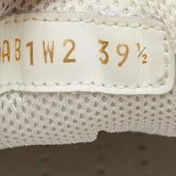 Pre Owned Valentino White/Grey Leather and Suede Lace Up Sneakers Size 39.5