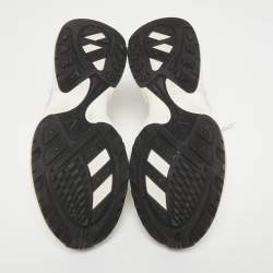 Pre Owned Valentino White/Grey Leather and Suede Lace Up Sneakers Size 39.5