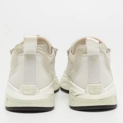 Pre Owned Valentino White/Grey Leather and Suede Lace Up Sneakers Size 39.5