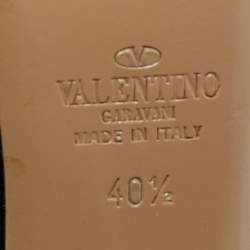 Pre Owned Valentino Black Patent Leather Rockstud Ankle Strap Pumps Size 40.5