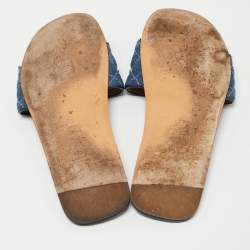 Pre Owned Valentino Blue Denim Flat Slides Size 39.5