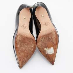 Pre Owned Valentino Black Patent Leather Janis Pointed Toe Platform Pumps Size 37