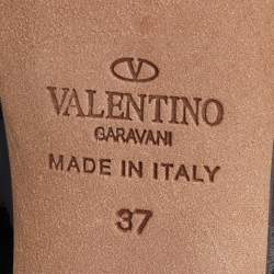 Pre Owned Valentino Black Patent Leather Janis Pointed Toe Platform Pumps Size 37