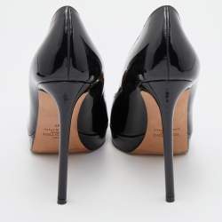 Pre Owned Valentino Black Patent Leather Janis Pointed Toe Platform Pumps Size 37