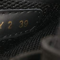 Pre Owned Valentino Black/Grey Camo Print Canvas and Leather Rockrunner Plus Sneakers Size 39