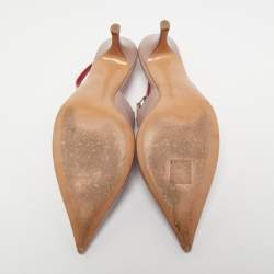 Pre Owned Valentino Dusty Pink Leather Chain Link Slingback Pumps Size 40