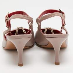 Pre Owned Valentino Dusty Pink Leather Chain Link Slingback Pumps Size 40