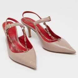 Pre Owned Valentino Dusty Pink Leather Chain Link Slingback Pumps Size 40