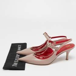 Pre Owned Valentino Dusty Pink Leather Chain Link Slingback Pumps Size 40