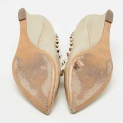 Pre Owned Valentino Metallic Gold Leather Rockstud Pumps Size 37.5