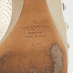 Pre Owned Valentino Metallic Gold Leather Rockstud Pumps Size 37.5
