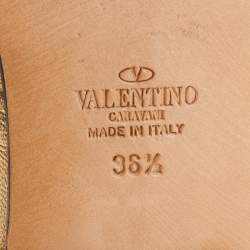 Pre Owned Valentino Metallic Gold Leather Rockstud Slip On Loafers Size 36.5