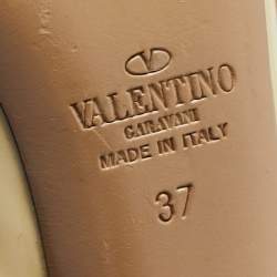 Pre Owned Valentino Cream Patent Leather Rockstud Ankle Strap Pumps Size 37