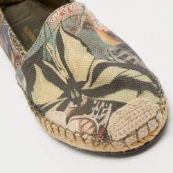 Pre Owned Valentino Multicolor Butterfly Print Canvas Espadrille Flats Size 35