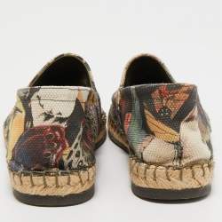 Pre Owned Valentino Multicolor Butterfly Print Canvas Espadrille Flats Size 35