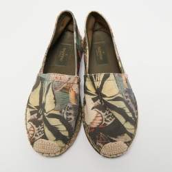 Pre Owned Valentino Multicolor Butterfly Print Canvas Espadrille Flats Size 35